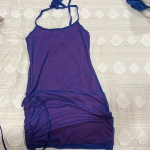 Pink and blue bodycon Mesh dress